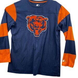 Chicago Bears Starter Long Sleeve Football T-Shirt Large Navy & Orange